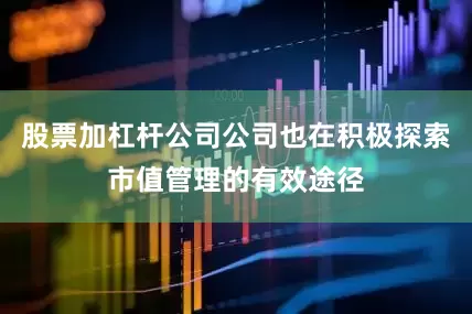 股票加杠杆公司公司也在积极探索市值管理的有效途径